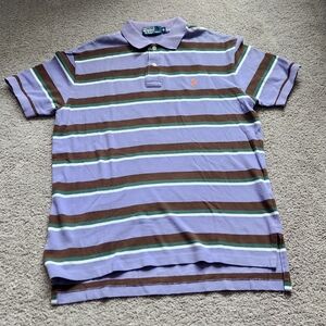 Polo by Ralph Lauren men's purple striped short sleeve polo shirt, size medium